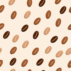 Fototapete - Cafe wallpaper pattern. Vector coffe beans 
fried and raw.