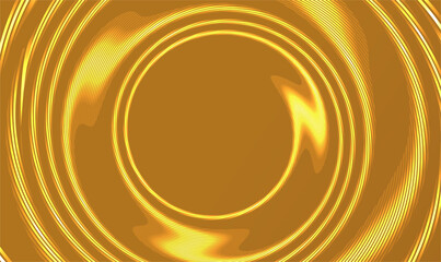 Poster - Abstract technology circles background, glowing spiral, neon style. Abstract golden background with scintillating circles and gloss. Gold luminous swirling backdrop. Vector EPS10