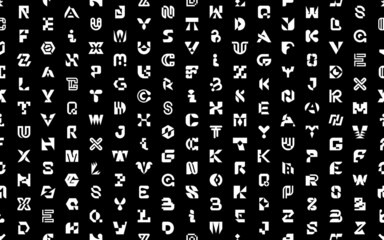 Poster - Seamless pattern with Abstract logos with letters. Geometrical abstract logos. Icon design