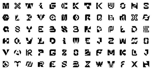 Poster - Abstract logos collection with letters. Geometric abstract logos. Icon design 