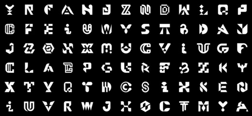 Poster - Abstract logos collection with letters. Geometric abstract logos. Icon design 