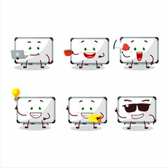 Wall Mural - White board cartoon character with various types of business emoticons