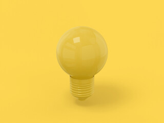 Poster - Yellow one color lamp on a yellow flat background. Minimalistic design object. 3d rendering icon ui ux interface element.