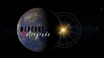 Wall Mural - planet mercury enters retrograde motion 3d illustration