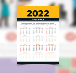 Calendar template for 2022 year. Week Starts on Sunday.