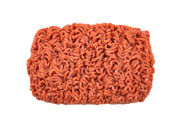 Wall Mural - raw minced meat on white background