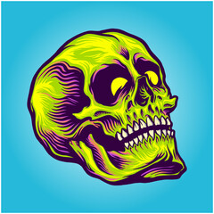 Wall Mural - psychedelic Zombie green Skull Illustrations