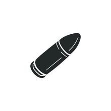 Bullet Icon Silhouette Illustration. Ammunition Projectile Vector Graphic Pictogram Symbol Clip Art. Doodle Sketch Black Sign.
