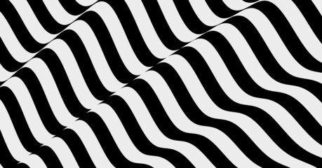 Wall Mural - Black and white design. Pattern with optical illusion. Abstract striped background. Vector illustration.