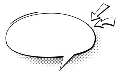 Poster - Comic balloon with halftone shadow. Oval speech bubble