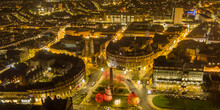 Aerial View Of Harrogate In Northern England At Night At Christmas