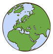 Earth icon. Planet map sketch with europe in center