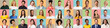 © Prostock-studio - Happy multiethnic millennial men and women, set of portraits, panorama