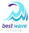 Blue wave logo. Stylized brand identity template