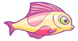 Cute fish character. Cartoon underwater animal with pink fin