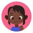 Girl face portrait. Black hair child avatar