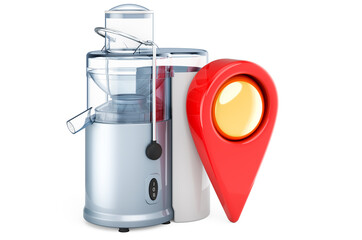 Poster - Juicing machine with map pointer. 3D rendering