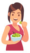Young woman eating grapes. Healthy food nutrition