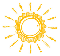 Wall Mural - doodle sun. hand drawn light circle with decorative rays
