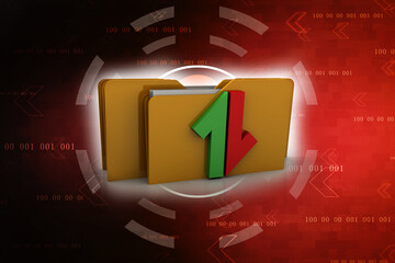 Poster - 3d rendering Folder with Upload Download Icon