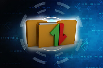 Poster - 3d rendering Folder with Upload Download Icon