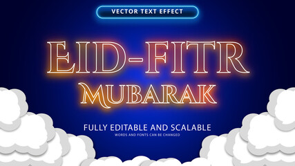 Eid ul fitr and eid al adha neon text effects editable eps file