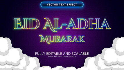 Wall Mural - Eid ul fitr and eid al adha neon text effects editable eps file