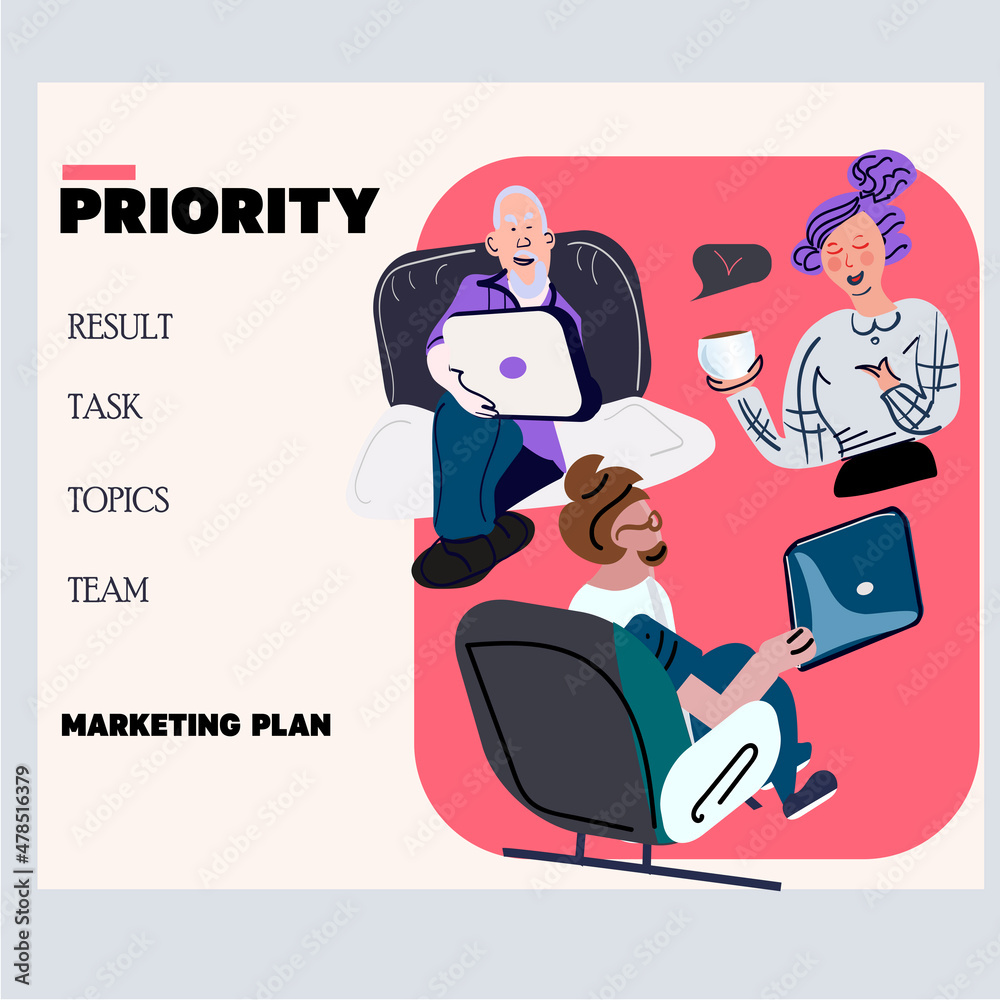 Colleagues Organize Priorities, Teamwork Landing Page Template ...