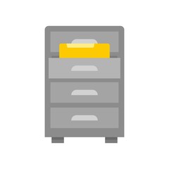 Poster - Drawer folder documents icon flat isolated vector