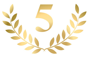 Wall Mural - Gold laurel wreath 5 vector isolated on a white background	