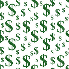 Wall Mural - Green and white Dollar Sign on seamless background