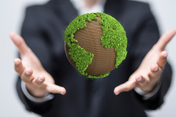 green 3d planet concept, recycle sign