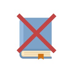 Poster - no book reading teen problem icon flat isolated vector