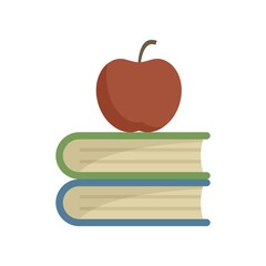 Fototapete - Syllabus books with apple icon flat isolated vector