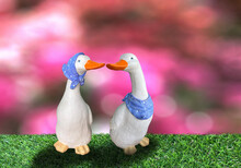Cute Couple Of Decorative Ceramic Duck For Valentine's Day Greeting Card Design, Wedding Card, Romantic Doll,animal.