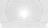 Fototapeta Perspektywa 3d - Abstract white circular tunnel. Modern Futuristic Geometric Background. 3d rendering illustration.