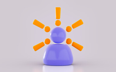 Fototapete - user Exclamation customer alert warning symbol background 3d render concept for web app ui icon
