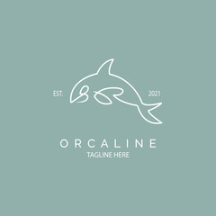 Orca whale logo icon line style template design for brand or company and other