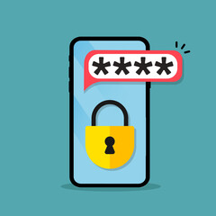 Aufkleber - phone password protection icon. Security password sign. padlock icon