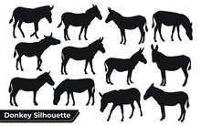 Collection Of Animal Donkey Silhouette Vector