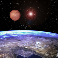 Wall Mural - mars and earth. the elements of this image furnished by nasa.