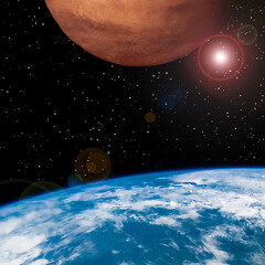 Wall Mural - mars and earth. the elements of this image furnished by nasa.