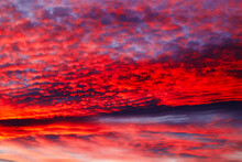 Amazing Dramatic Sunset Sky With Red Clouds