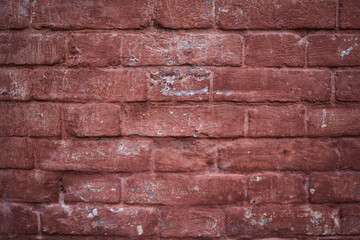 Wall Mural - Red brick wall texture grunge background with vignetted corners