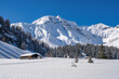 Idyllic wooden hut in a snow-covered alpine landscape, Rauris, Salzburger Land, Austria