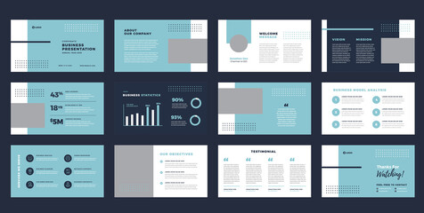 Wall Mural - Business Presentation Brochure Guide Design or Pitch Deck Slide Template or Sales Guide Slider