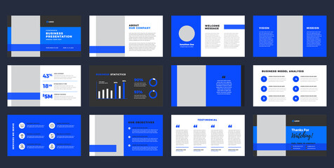Wall Mural - Business Presentation Brochure Guide Design or Pitch Deck Slide Template or Sales Guide Slider