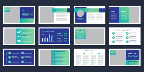 Wall Mural - Business Presentation Brochure Guide Design or Pitch Deck Slide Template or Sales Guide Slider