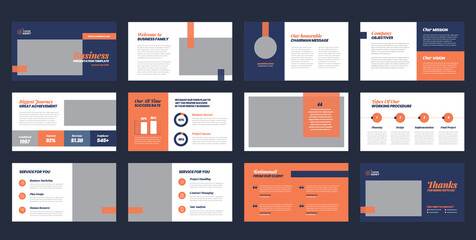 Wall Mural - Business Presentation Brochure Guide Design or Pitch Deck Slide Template or Sales Guide Slider