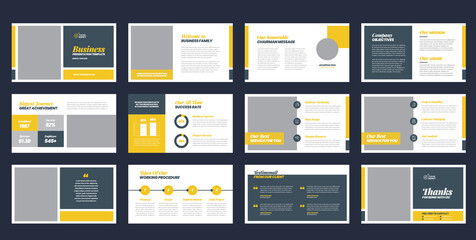 Wall Mural - Business Presentation Brochure Guide Design or Pitch Deck Slide Template or Sales Guide Slider